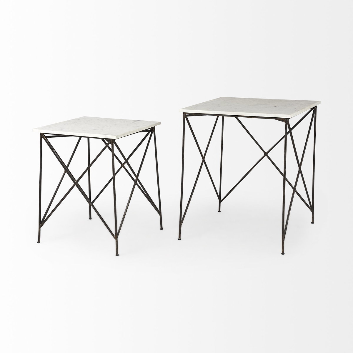Lorlei 20.0L x 20.0W x 23.8H White Marble Top with Gray Iron Legs End and Side Table, Side & End Table by Mercana, 20" length x 20" width x 24" height View 7