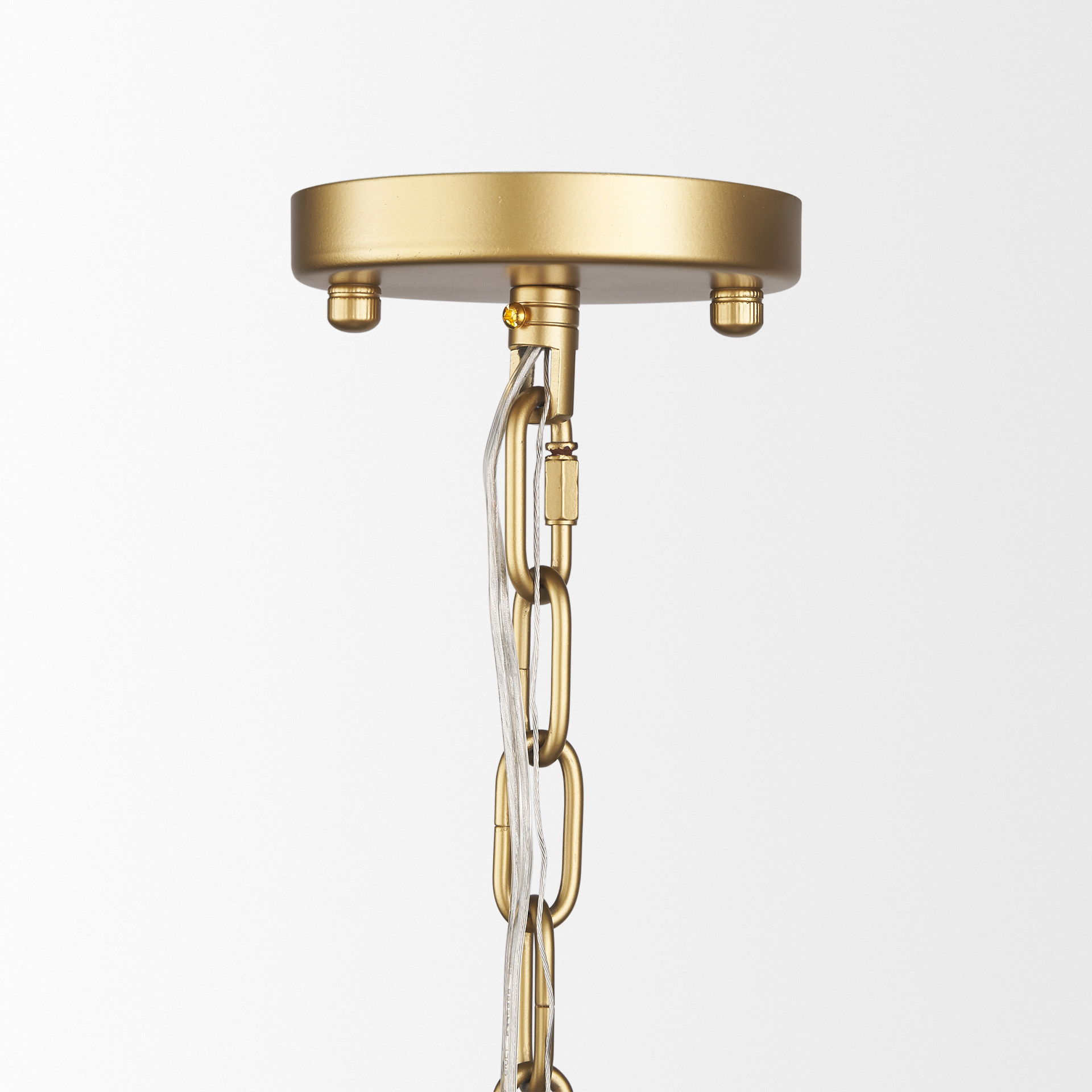 Edie Brushed Gold Metal with Frosted Glass Globe 1-Light Pendant, by Mercana, 12" length x 12" width x 54" height View 4