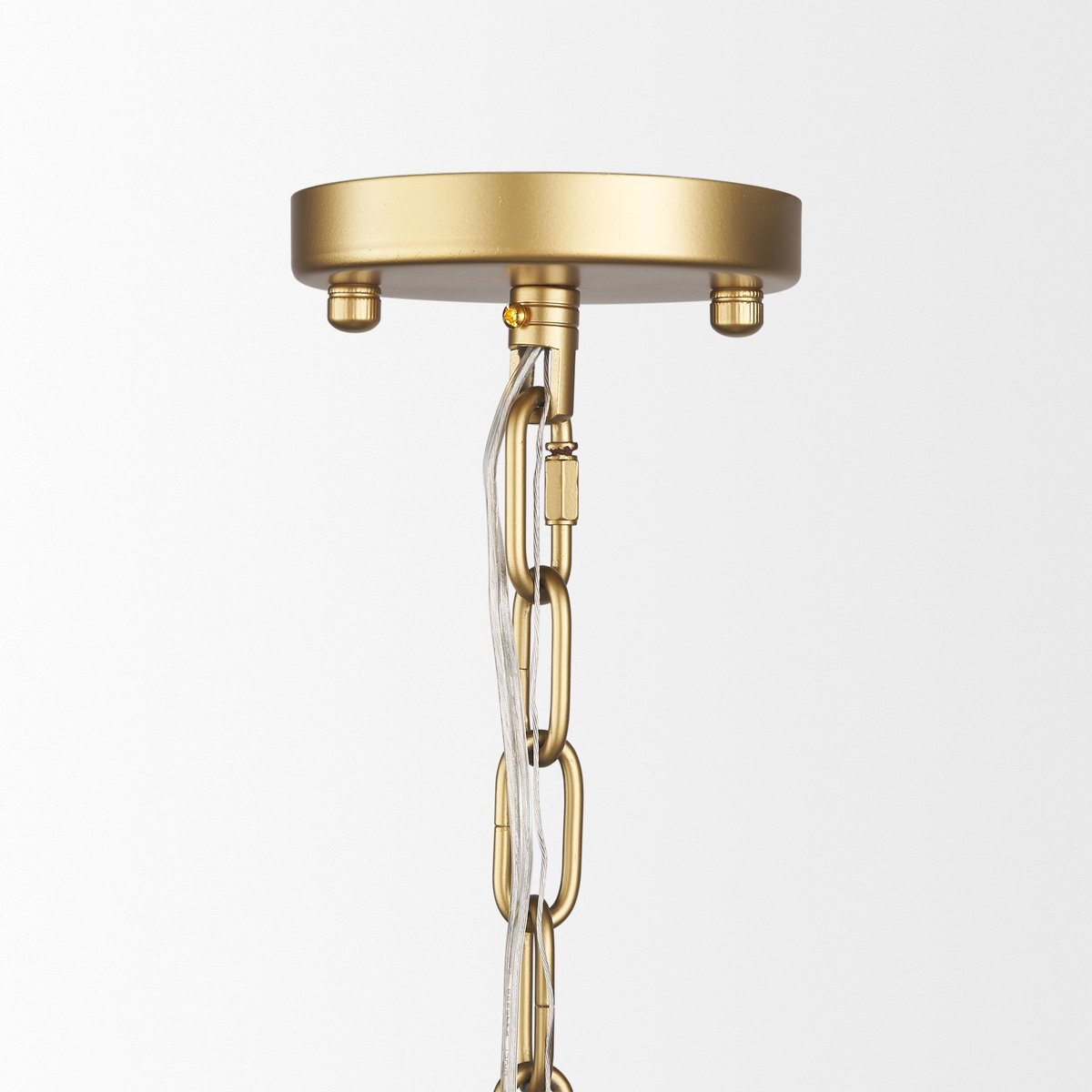 Edie Brushed Gold Metal with Frosted Glass Globe 1-Light Pendant, by Mercana, 12" length x 12" width x 54" height View 4