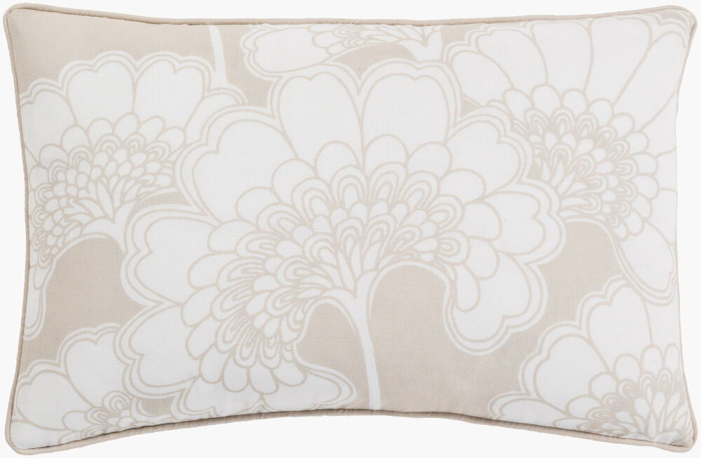 Japanese Floral Lumbar Pillow, Decorative Pillow by Surya, 13" length x 20" width