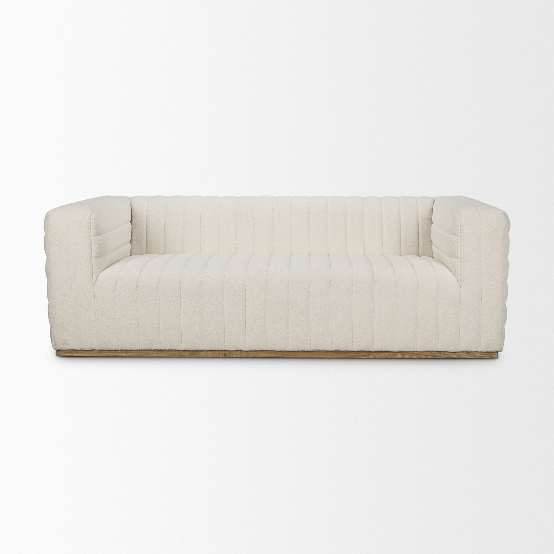 Ricciardo Cream Boucle 3-Seater Sofa, Sofas & Sectional by Mercana, 86.61" length x 38.39" width x 28.15" height View 4