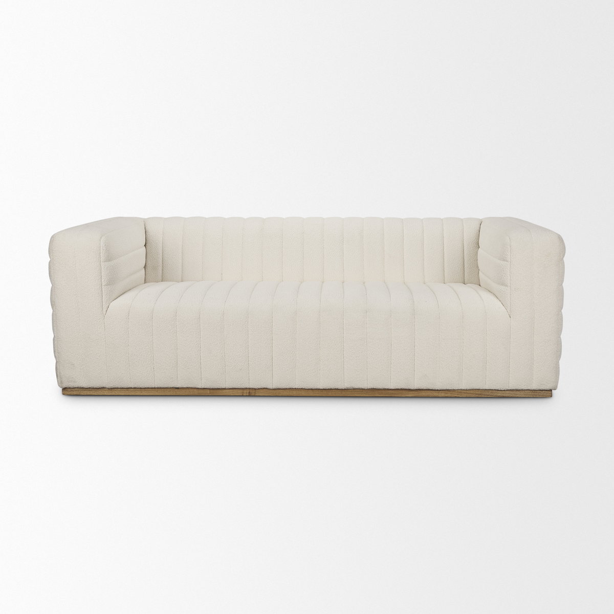 Ricciardo Cream Boucle 3-Seater Sofa, Sofas & Sectional by Mercana, 86.61" length x 38.39" width x 28.15" height View 4