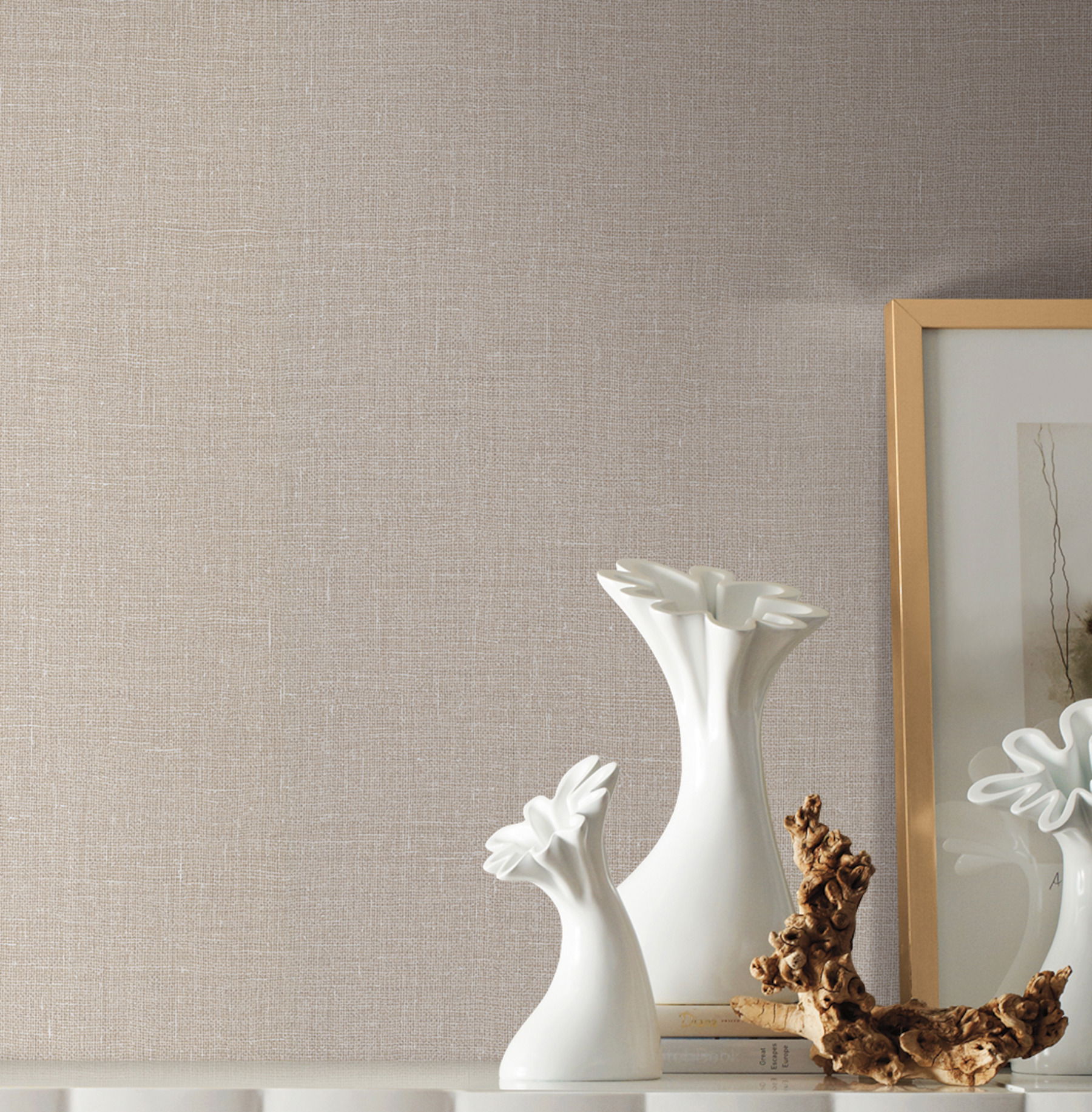 Gesso Weave Linen Wallpaper, by York Wall, 33' length x 2'3.5" width x 0.02" depth View 2