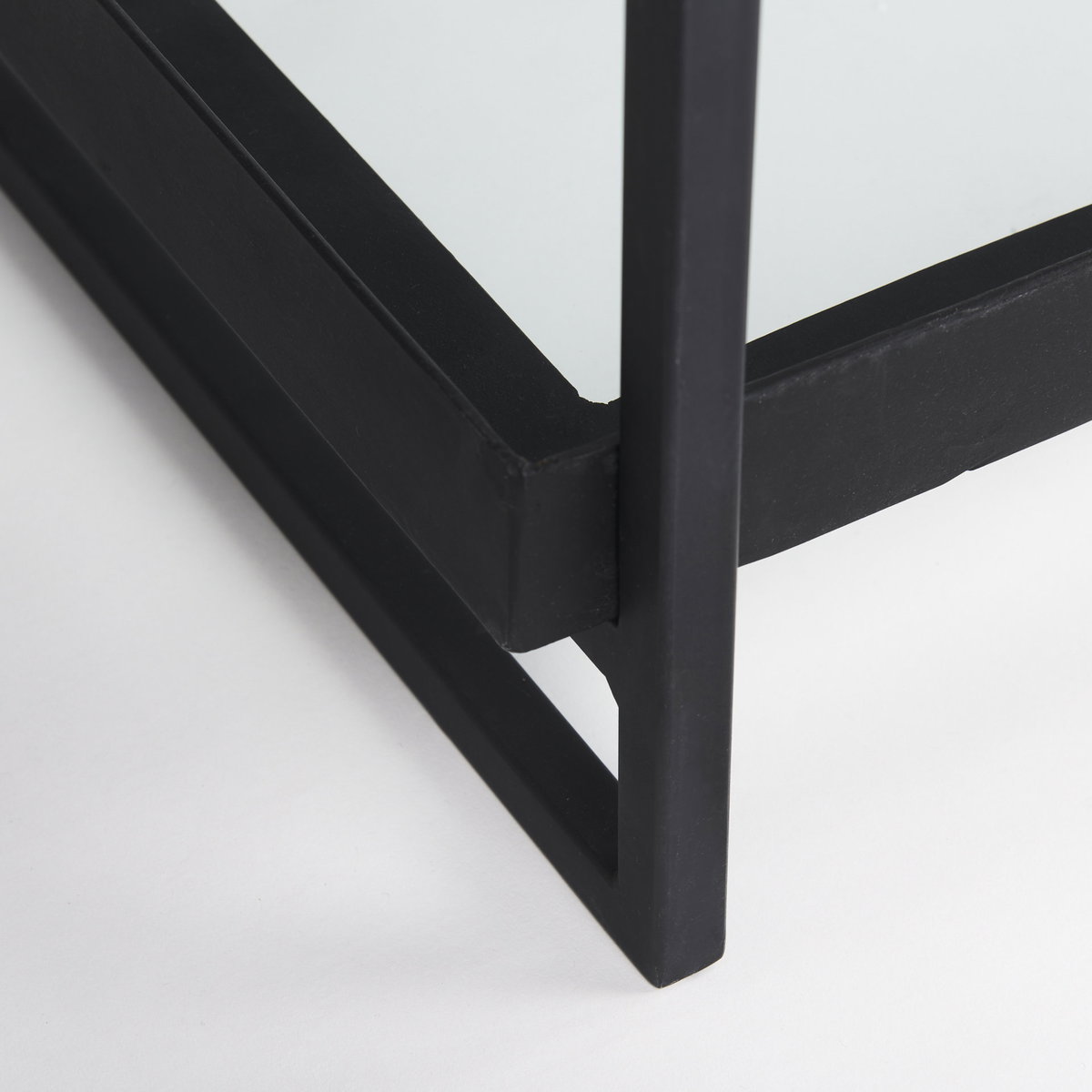 Trey 72.0'L x 16.0'W x 30.0'H Black Metal with Glass Console Table, by Mercana, 72" length x 16.25" width x 30" height View 13