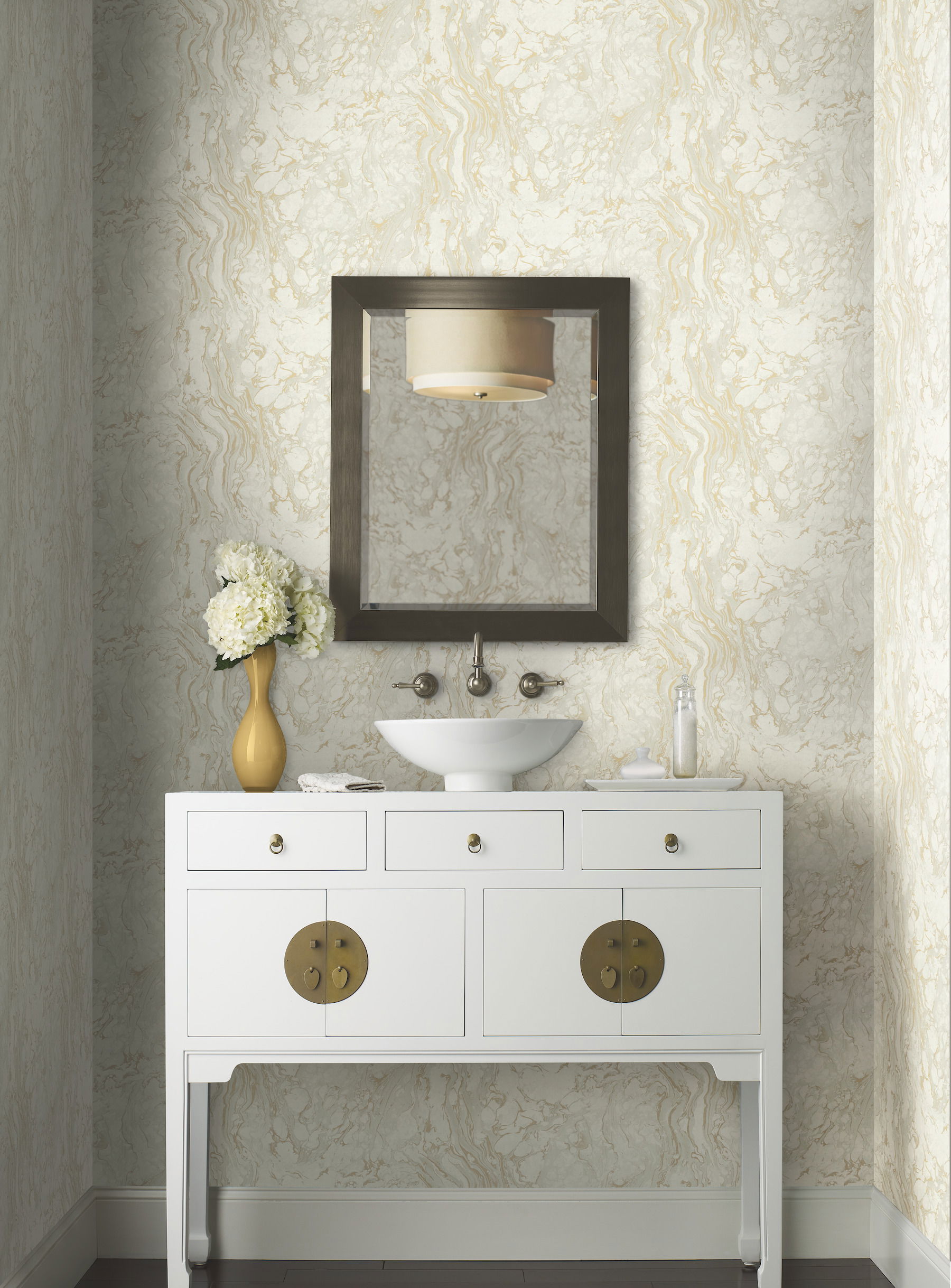 Polished Marble White & Gold Wallpaper large image 