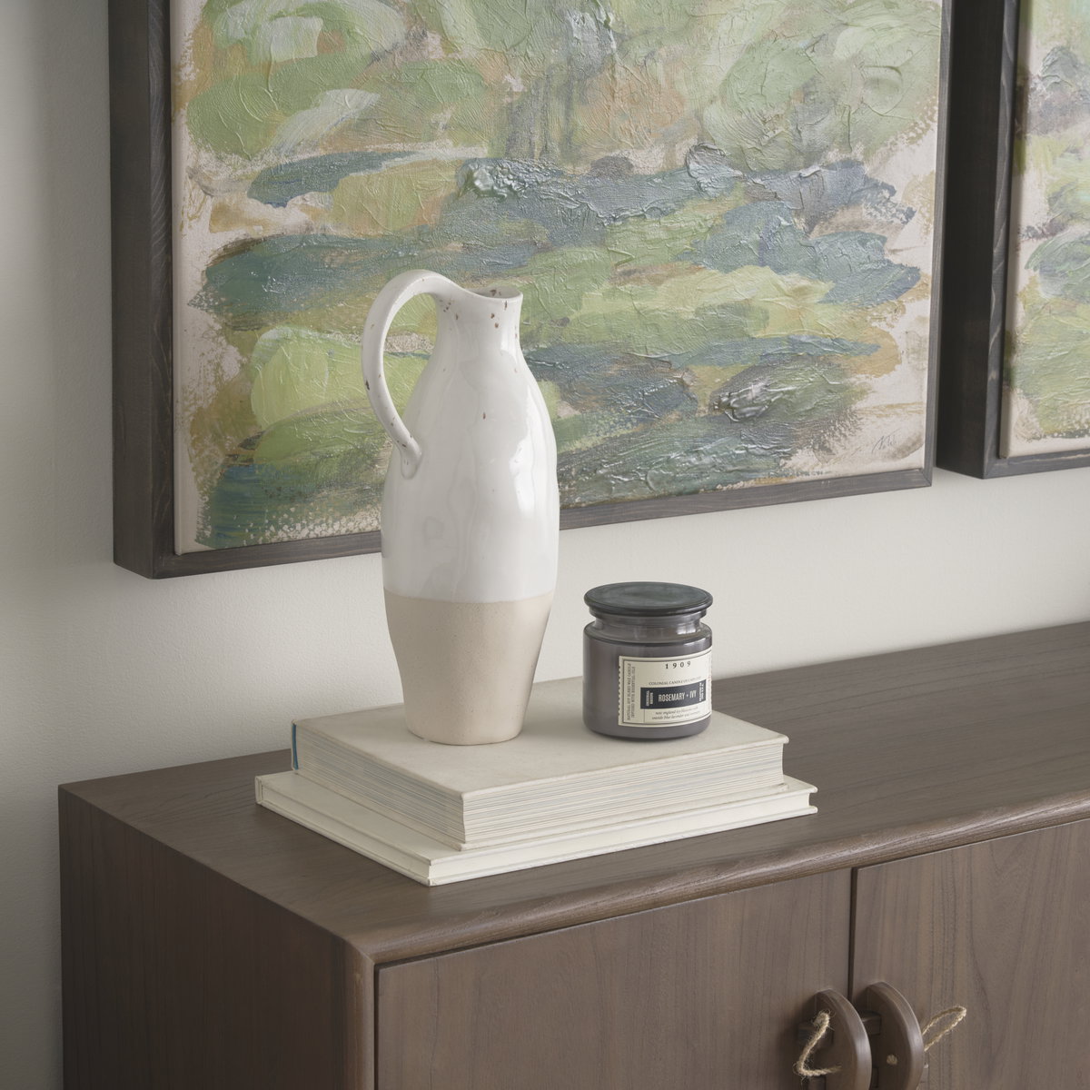 Valora Black Speckled Cream with Light Beige Ceramic Jug, Decorative Jar by Mercana, 7.09" length x 5.31" width x 14.37" height View 3