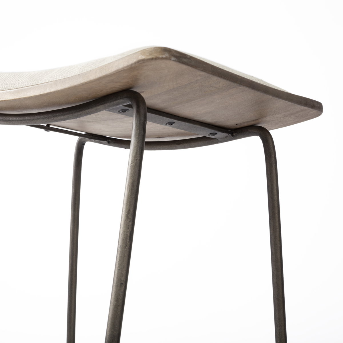 Katniss Backless 26in Seat Counter Stool | Cream Fabric with Gold Metal, Counter & Bar Stool by Mercana, 16" length x 16" width x 26" height View 10