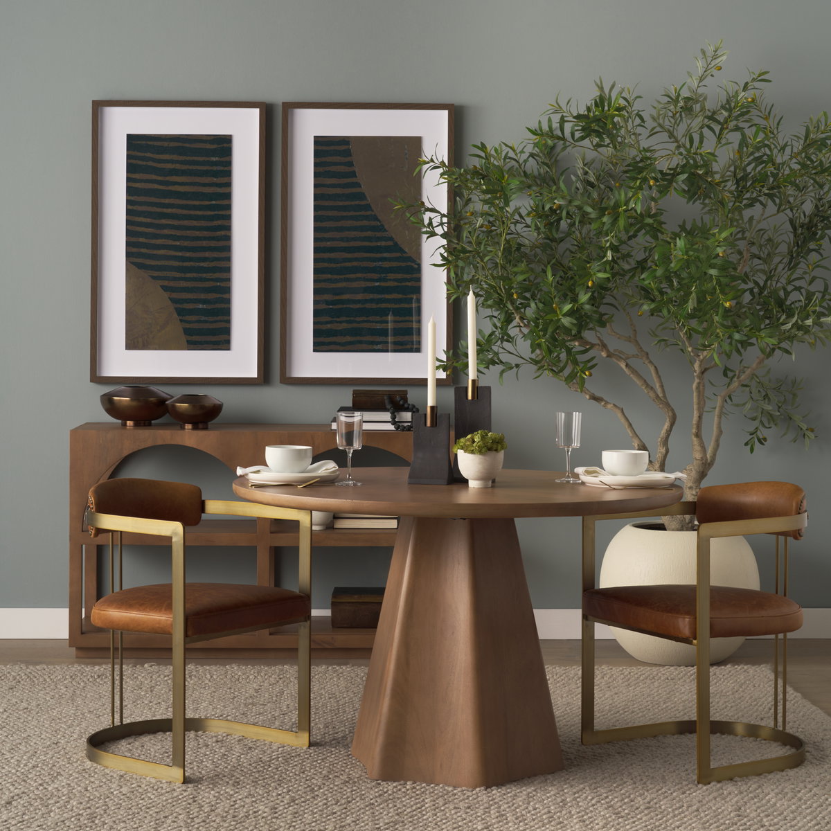 Jovani 48' Round Pedestal Dining Table | Modern | Light Brown Wood | Seats 4, by Mercana, 48" length x 48" width x 30" height View 3