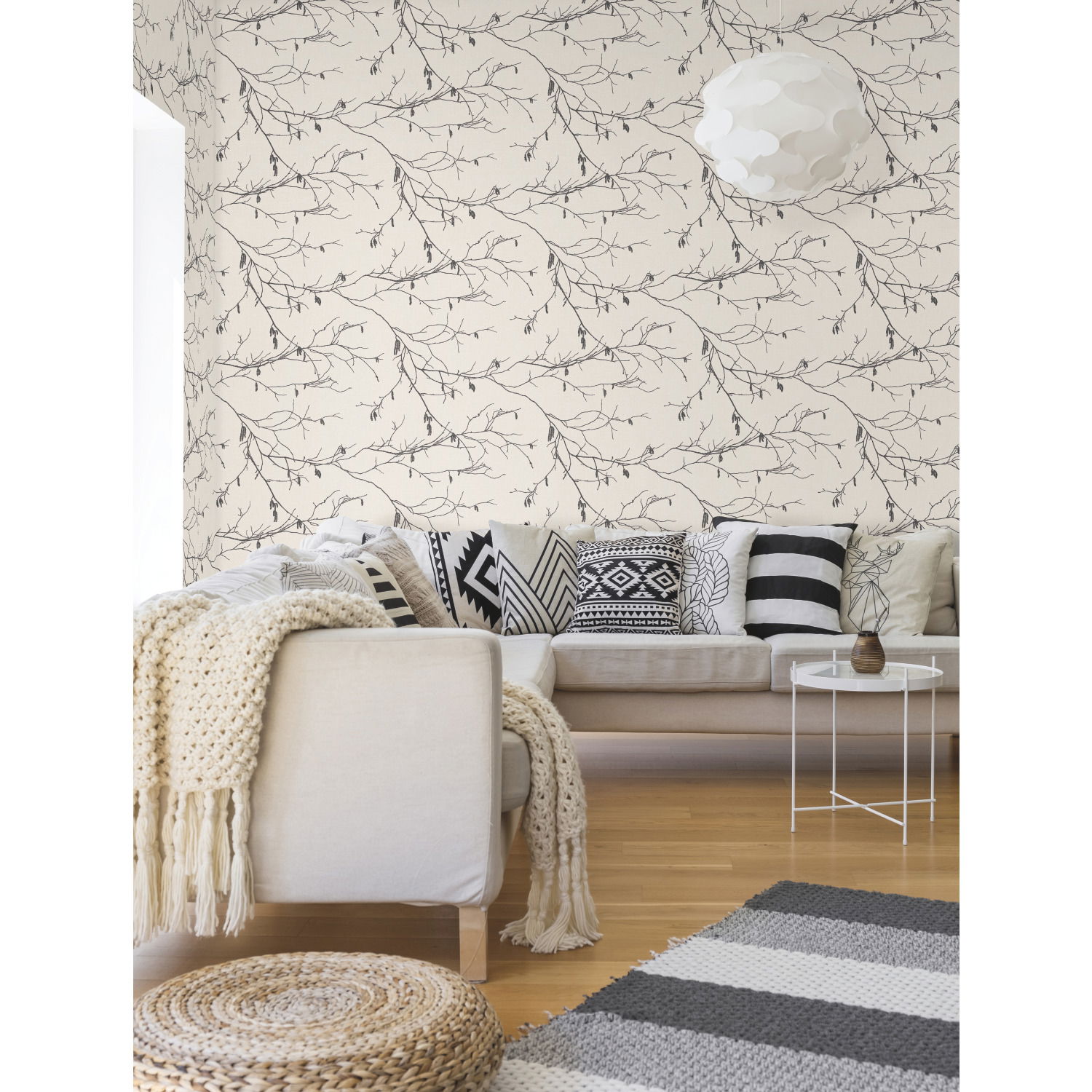 Winter Branches White Wallpaper, by York Wall, 33' length x 1'8.5" width x 0.02" depth View 3