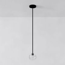 Online Designer Other Sculptural Flat Bar Pendant Matte Black Clear Glass Globe 6.5"