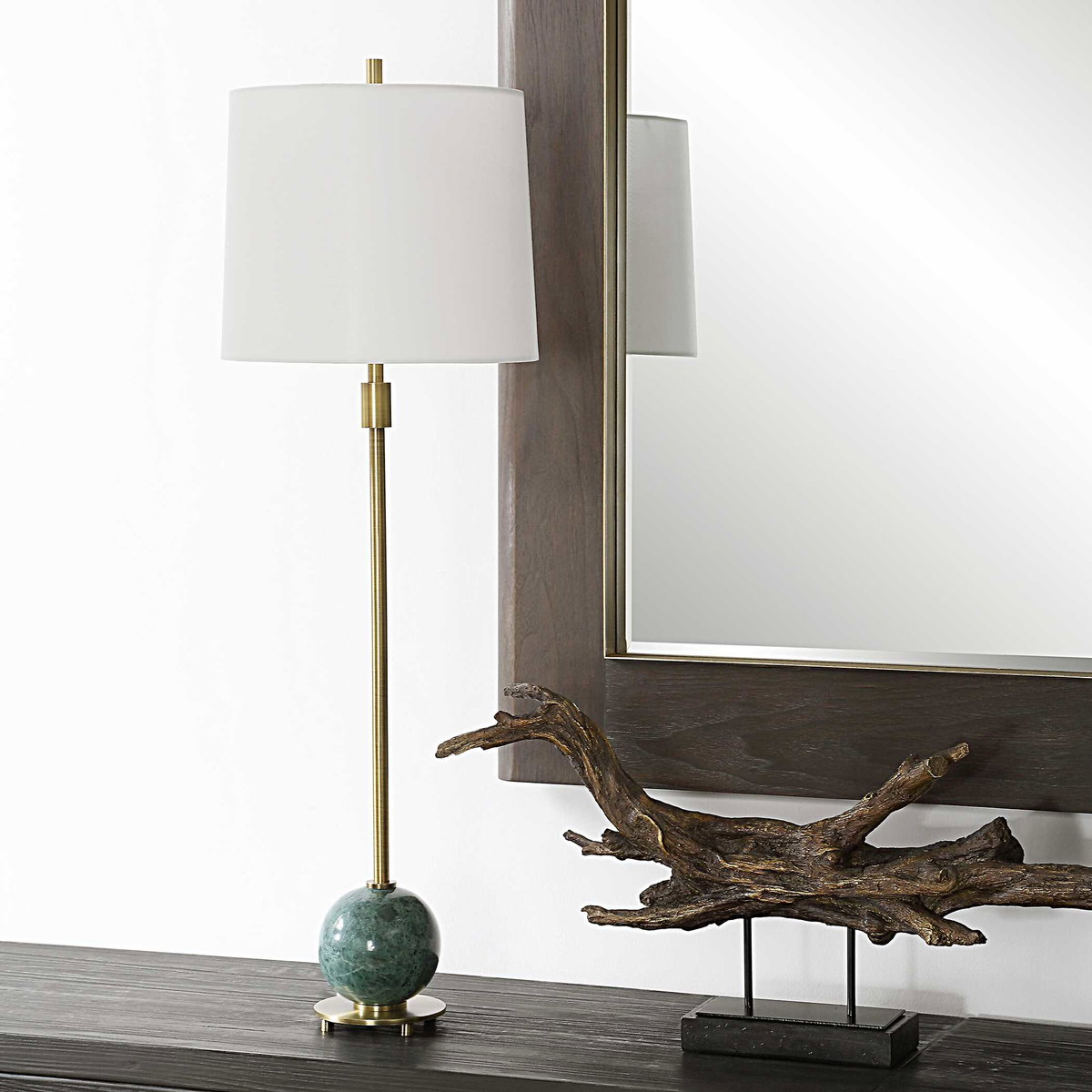 Bledel Brass Buffet Lamp, Table Lamp by Uttermost, 12" width x 36.25" height x 12" depth View 4
