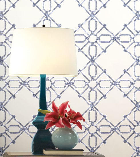 Seawater Diamond Trellis Navy & White Peel & Stick Wallpaper