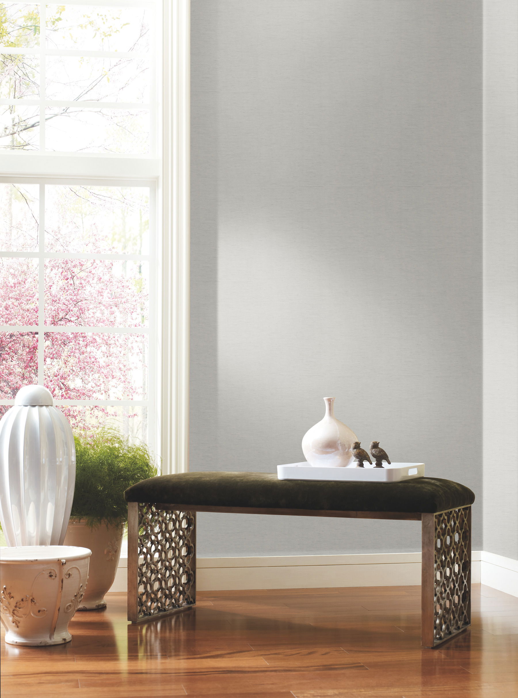 Textile Sisal Grasscloth Dark Grey Wallpaper large image 