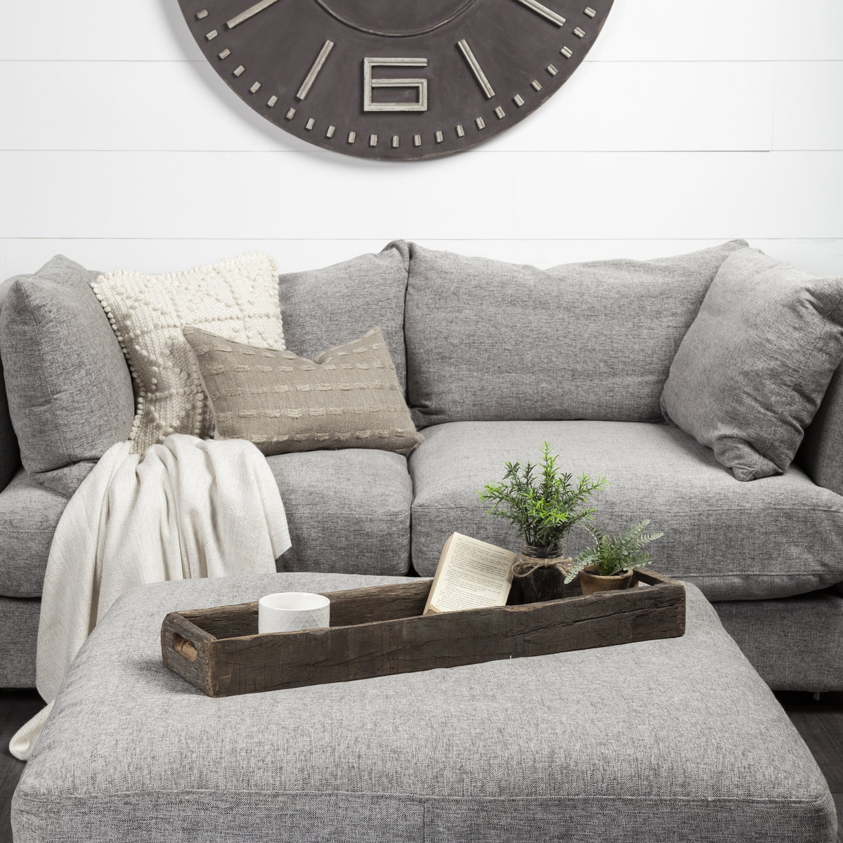 Vernon (Medium) 30L x 7W Brown Reclaimed Wood Tray, Decorative Tray by Mercana, 30" length x 7" width x 3" height View 2