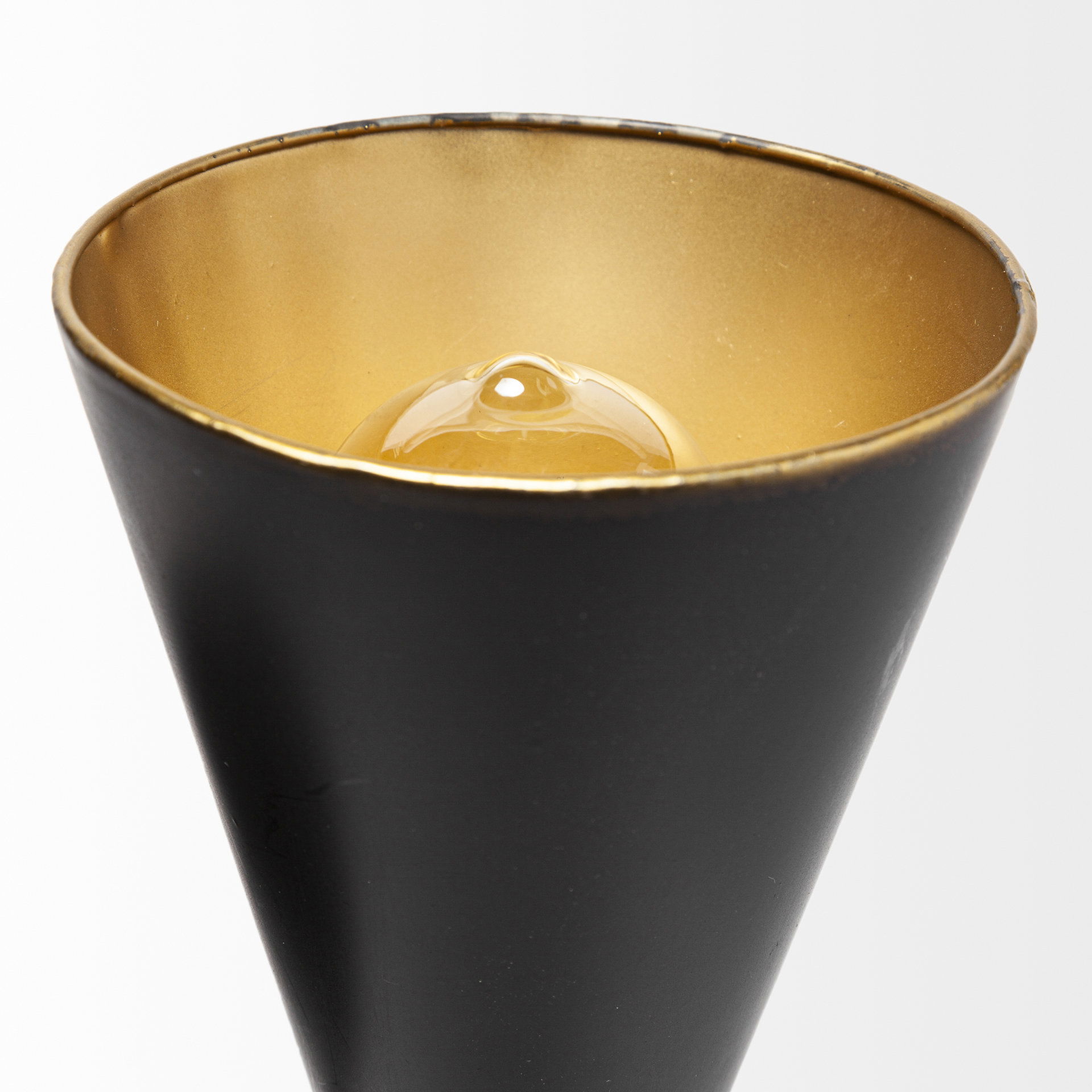 Eris II 7.3x12.6 Black Metal with Gold Accent Double-Cone Wall Sconce, by Mercana, 7.28" length x 5.12" width x 12.6" height View 4