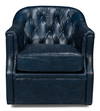 Coolidge Leather Swivel Chair  Blue, by Sarreid, 2'4" length x 2'6" width x 2'7" height thumbnail 2