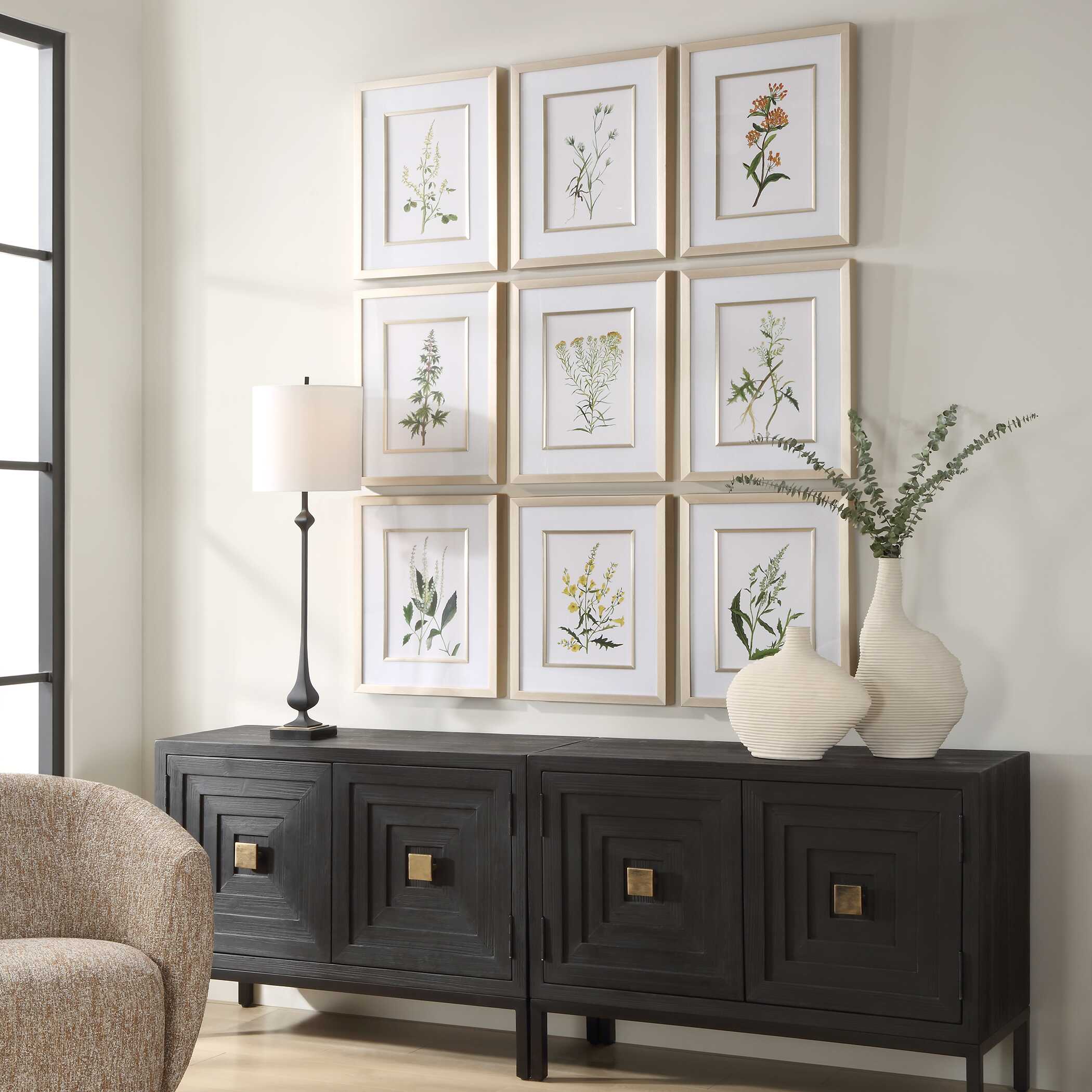 Botanical Flowers Framed Prints Set/9 Botanical Flowers Framed Prints Set/9 large image