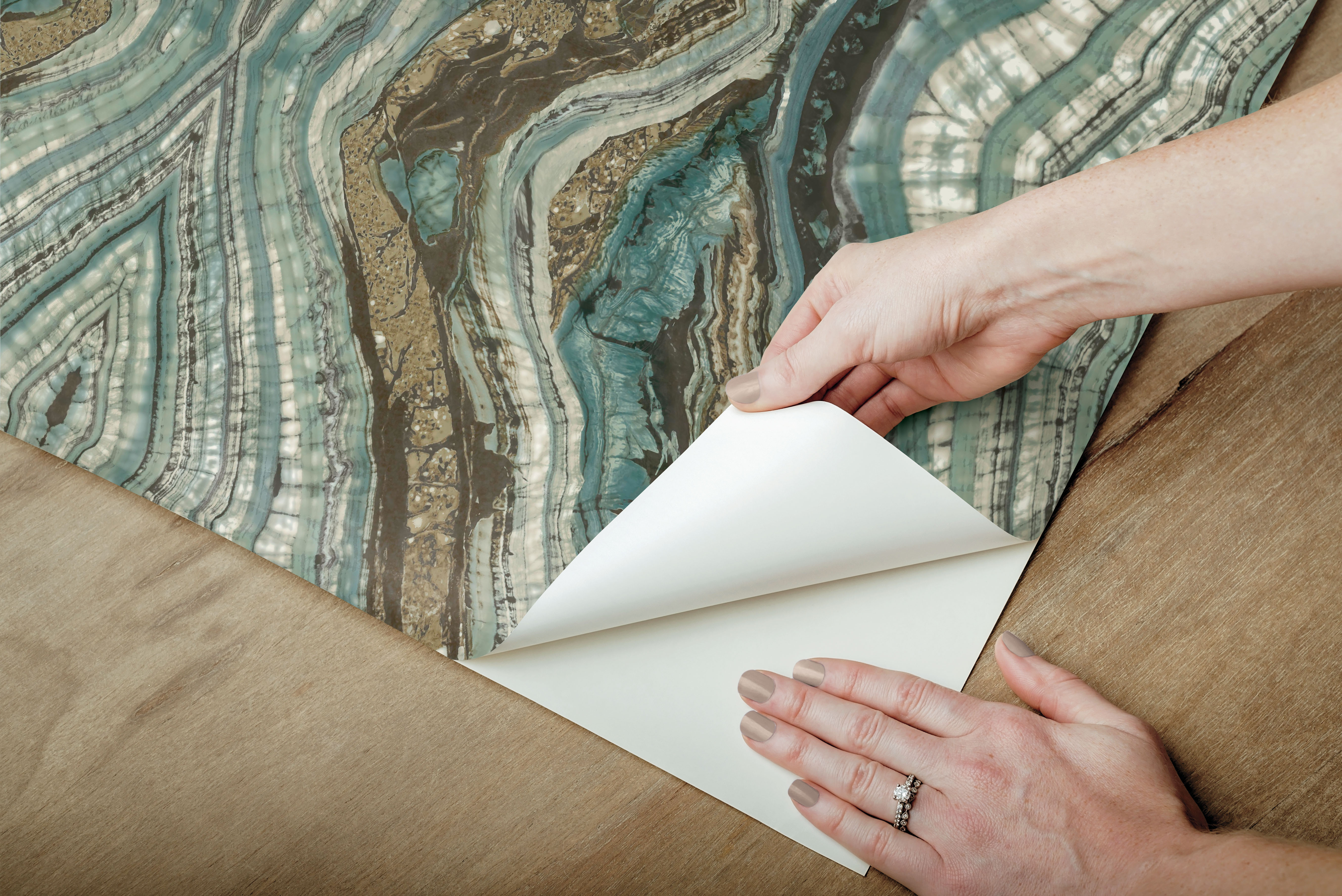 Kaleidoscope Teal Peel & Stick Wallpaper, by York Wall, 20' length x 2'3" width x 0.02" depth View 5