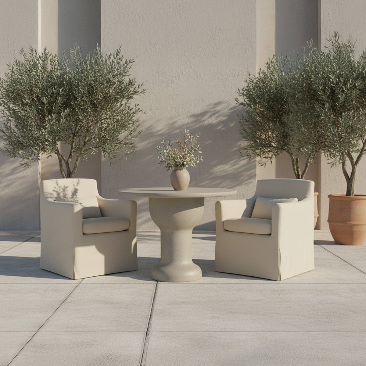 Magnolia Outdoor Cafe Table Cream, Outdoor Table by Moe's Home, 3'2" width x 2'6" height x 3'2" depth View 4