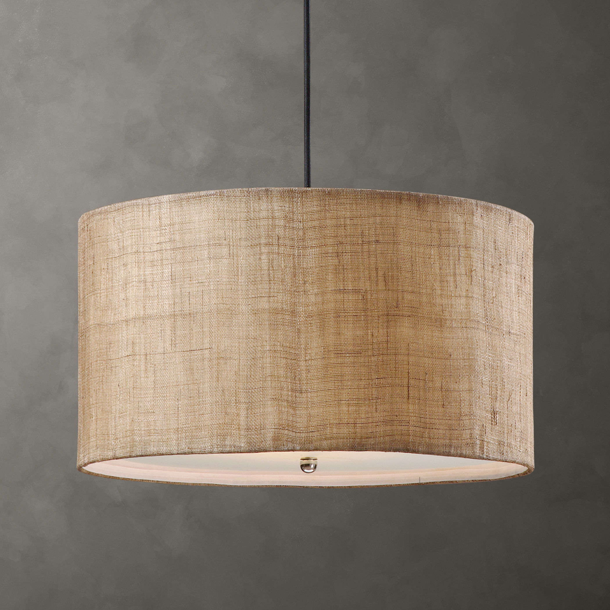 Dafina 3 Light Burlap Drum Pendant large image 