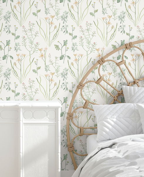 Alpine Botanical Peach Peel & Stick Wallpaper