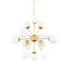 Barbara Brushed Gold Metal with Frosted Glass Globes 11-Light Chandelier, by Mercana, 31.5" length x 31.5" width x 31.5" height thumbnail 1