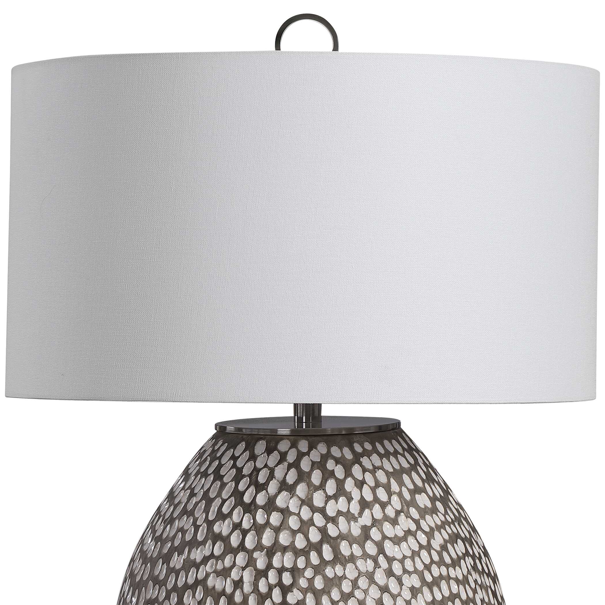 Cyprien Gray White Table Lamp, by Uttermost, 18" width x 28.25" height x 18" depth View 7