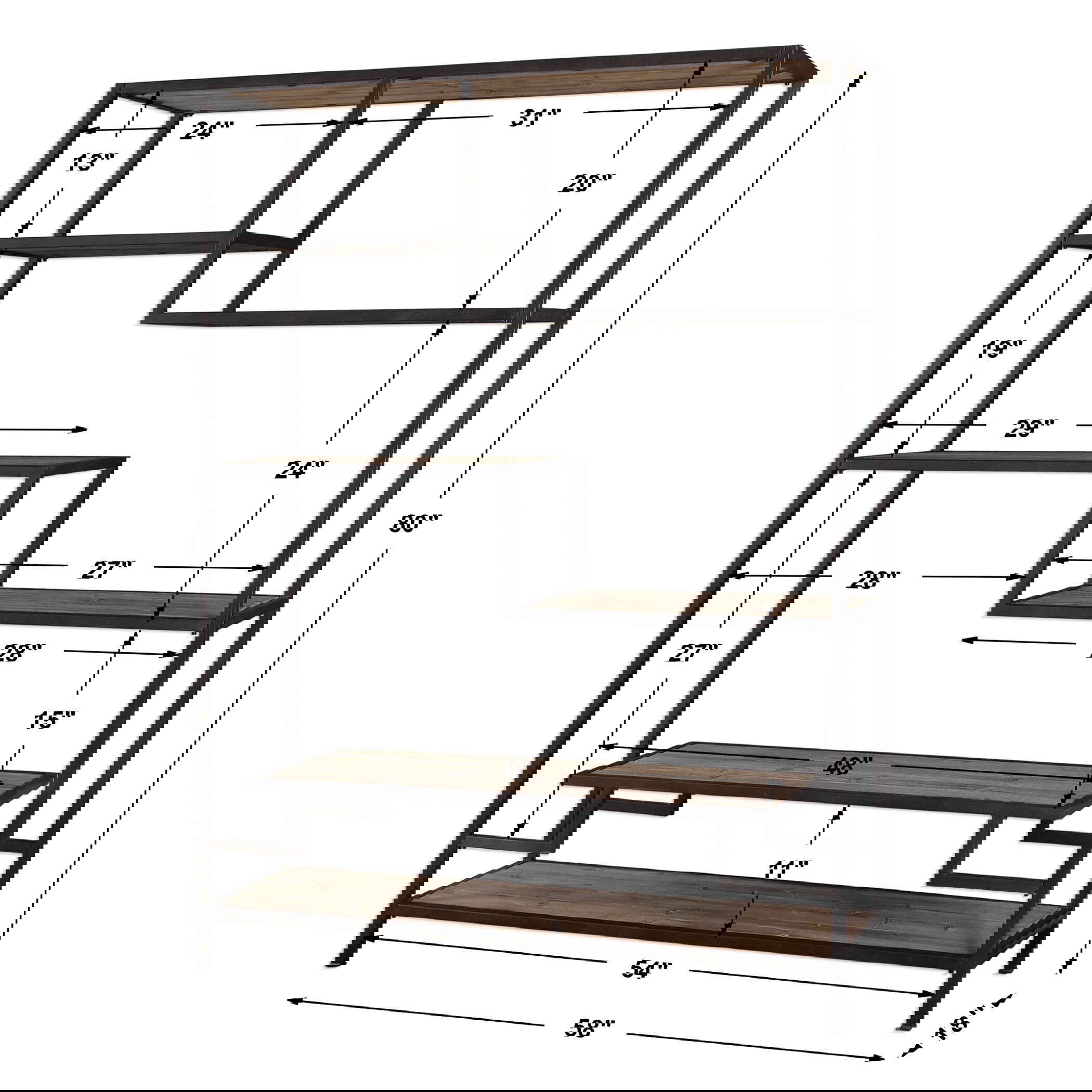 Sherwin Industrial Etagere, Furniture by Uttermost, 58" width x 80" height x 18" depth View 3