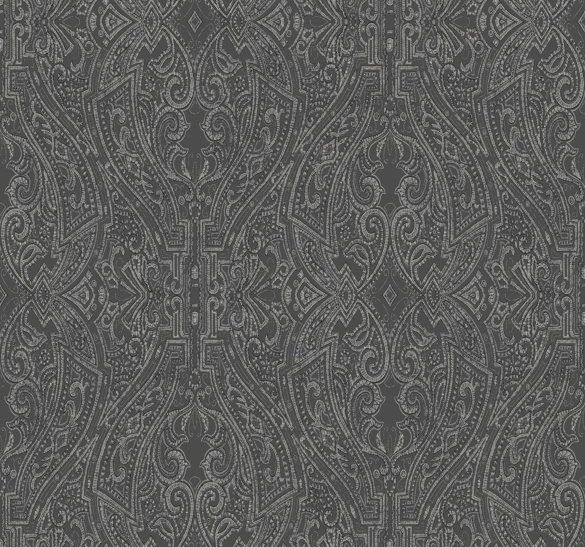 Ascot Damask Black Wallpaper, by York Wall, 27' length x 2'3" width x 0.02" depth View 1