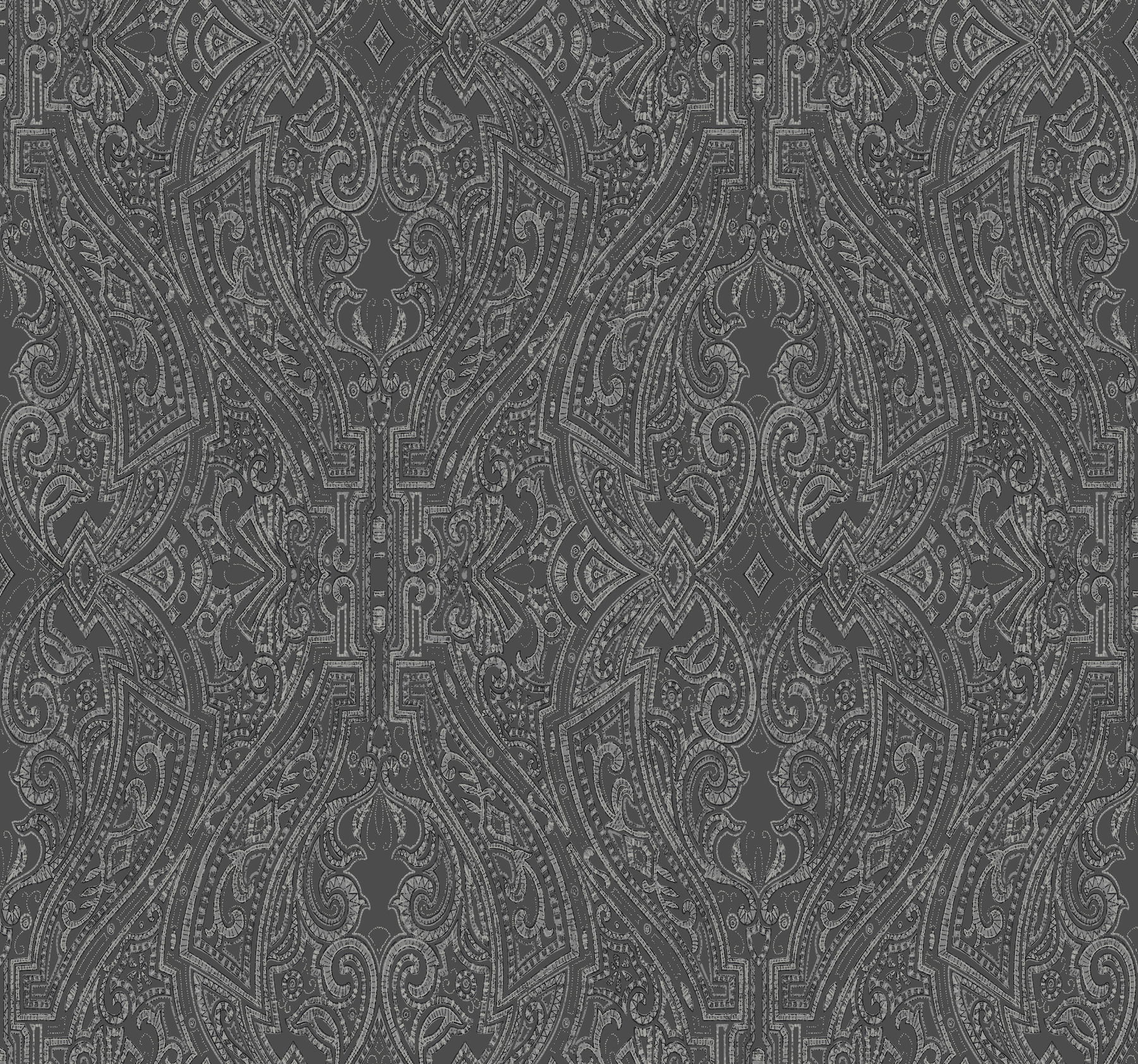 Ascot Damask Black Wallpaper large image 