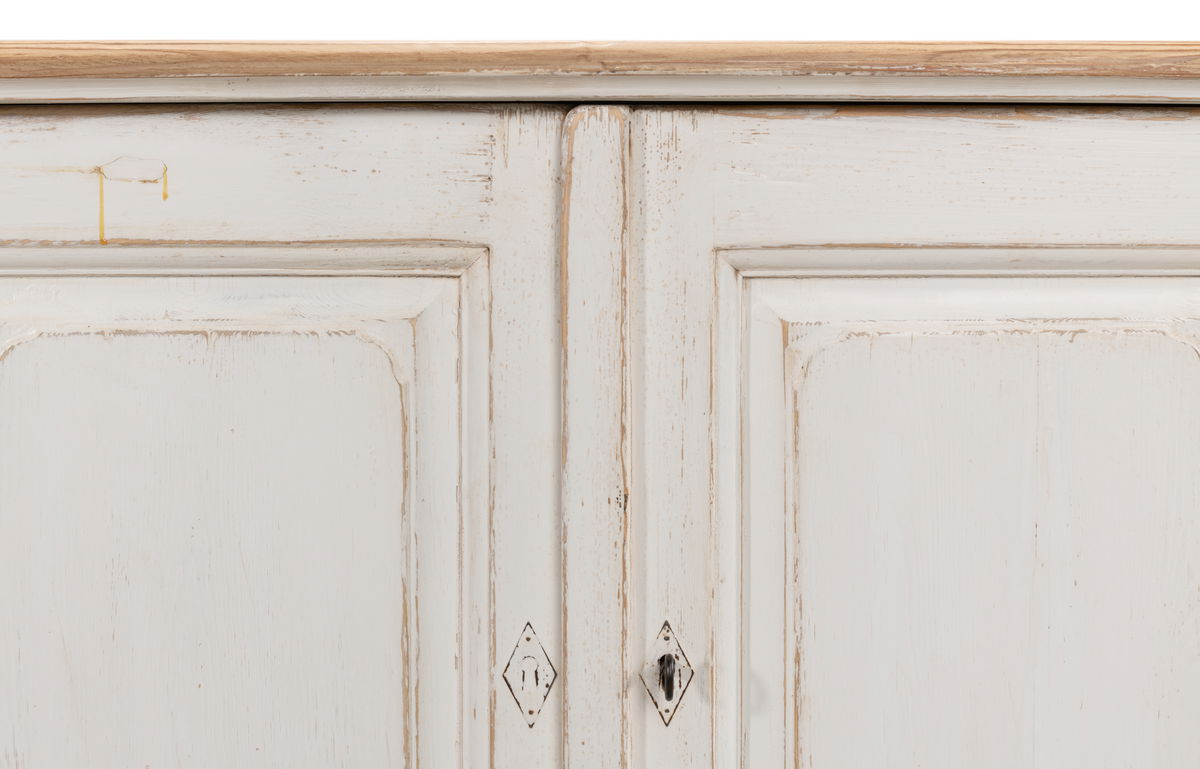 Antique Whitewash Sideboard  6 Door, by Sarreid, 1'8" length x 9'11" width x 3' height View 6