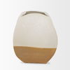 Vania Short Off White with Tan Textured Ceramic Vase, by Mercana, 9.06" length x 8.86" width x 10.43" height thumbnail 3