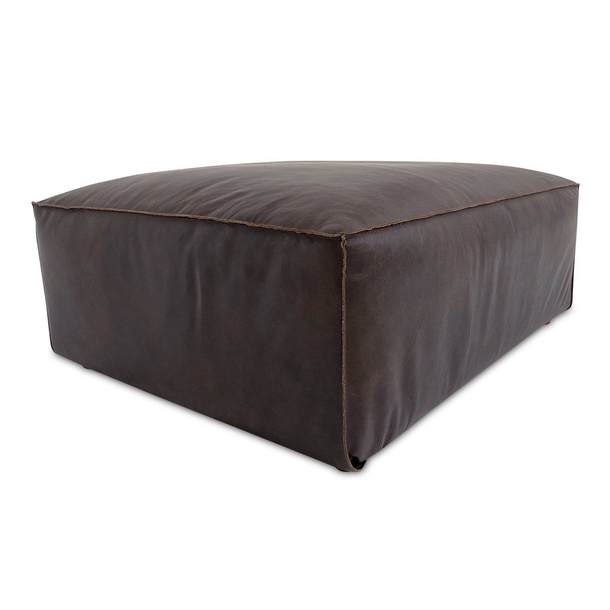 Form Ottoman Espresso Brown Leather, by Moe's Home, 31" width x 16.5" height x 40.5" depth View 2