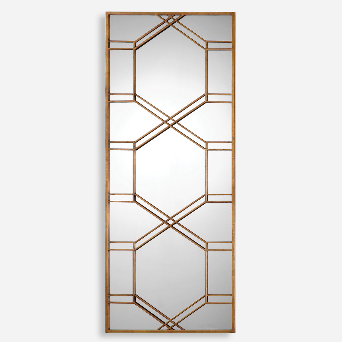 Kennis Gold Leaf Leaner Mirror, Floor Mirror by Uttermost, 29" width x 70" height x 1.5" depth View 1