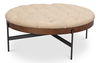 Corbet Cocktail Ottoman, Cappucino White, Coffee Table by Sarreid, 39" length x 39" width x 16" height thumbnail 2
