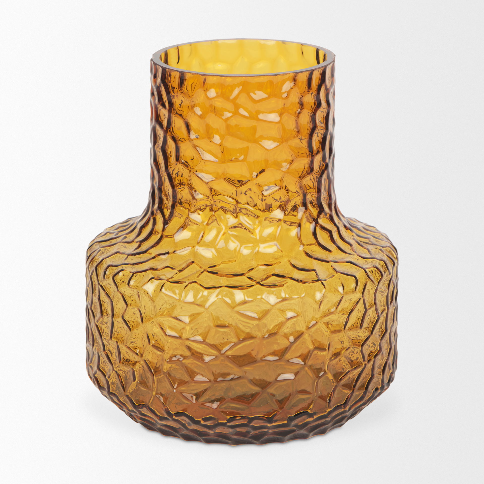 Jolene Short Amber Glass Vase, by Mercana, 6.3" length x 6.3" width x 7.2" height View 5