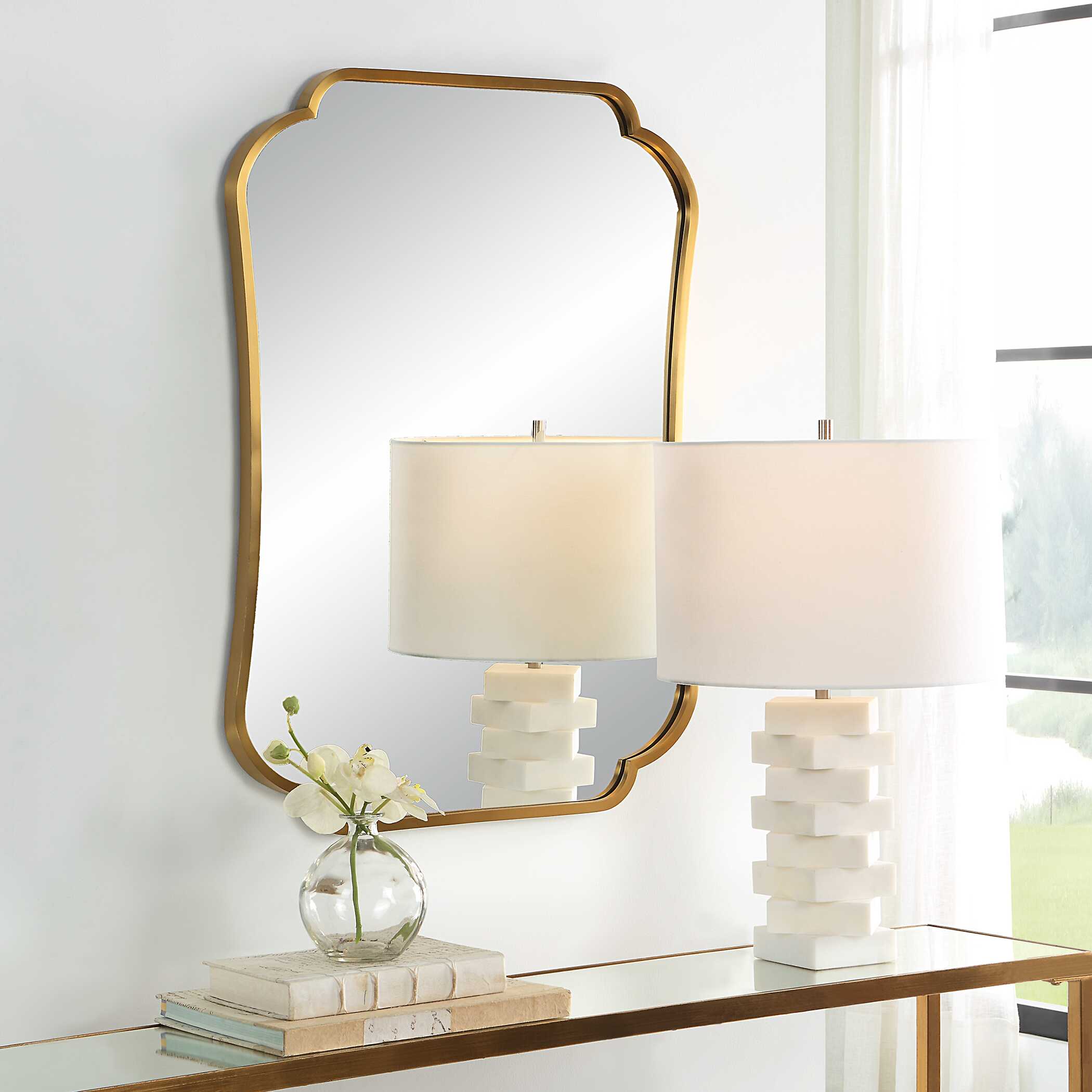 Athena Brushed Brass Mirror large image 
