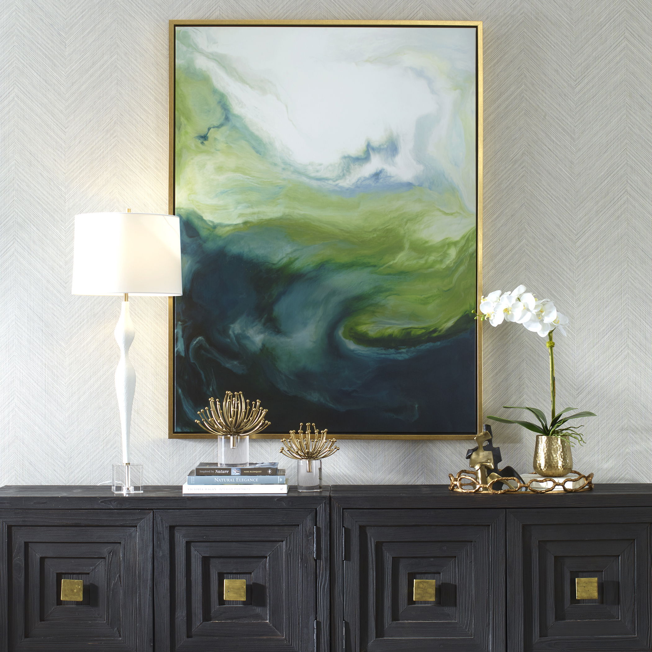 Serene Green Framed Abstract Art, Painting by Uttermost, 41.5" width x 55.5" height x 2" depth View 2