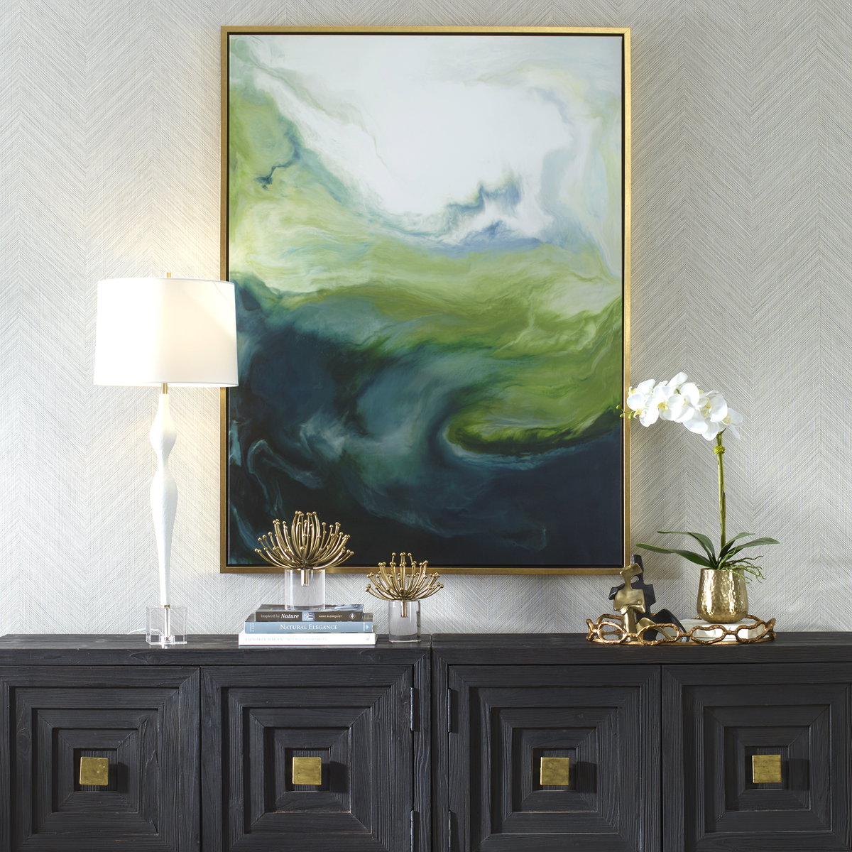 Serene Green Framed Abstract Art, Painting by Uttermost, 41.5" width x 55.5" height x 2" depth View 2