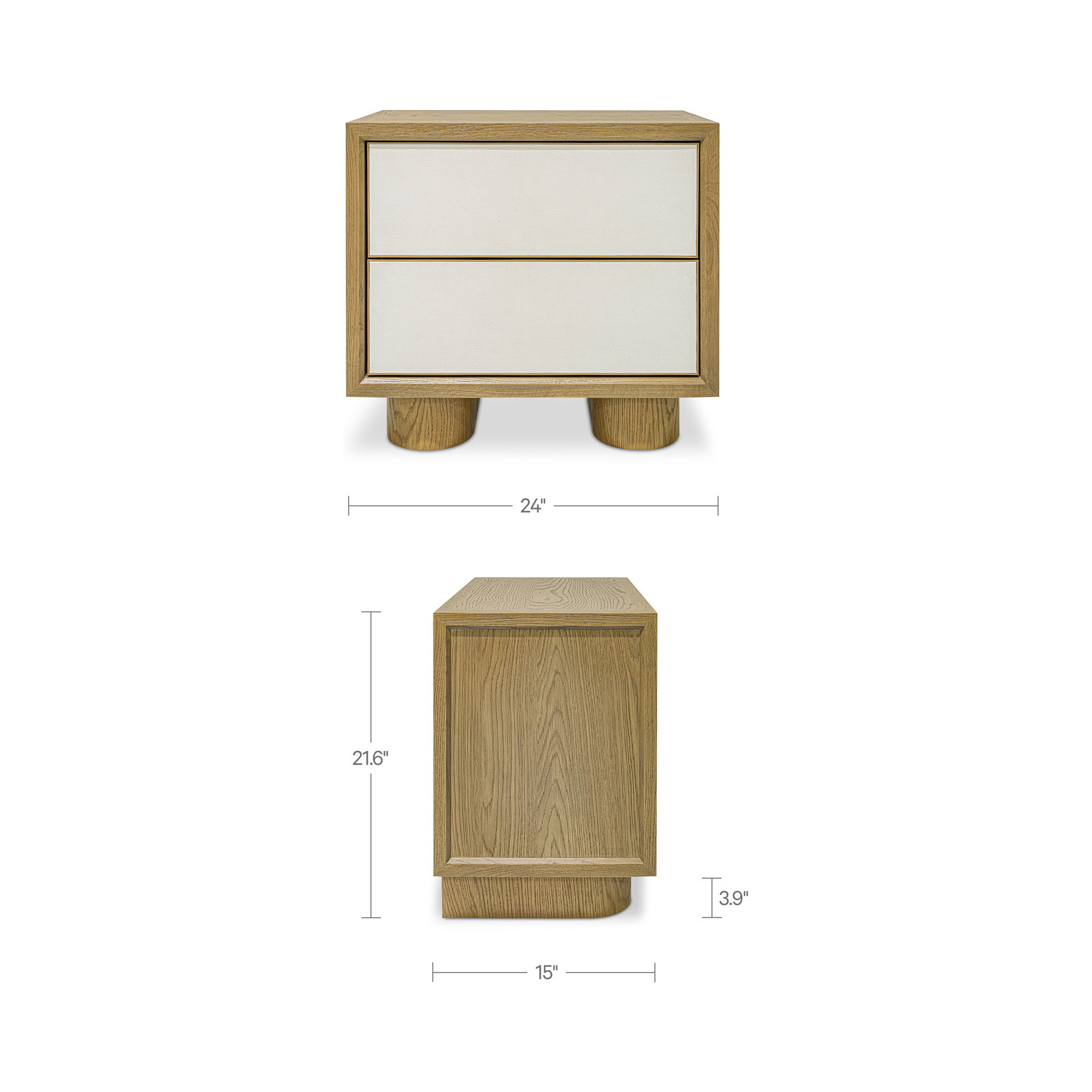 Marcelle Nightstand White, by Moe's Home, 24" width x 21.63" height x 15" depth View 8