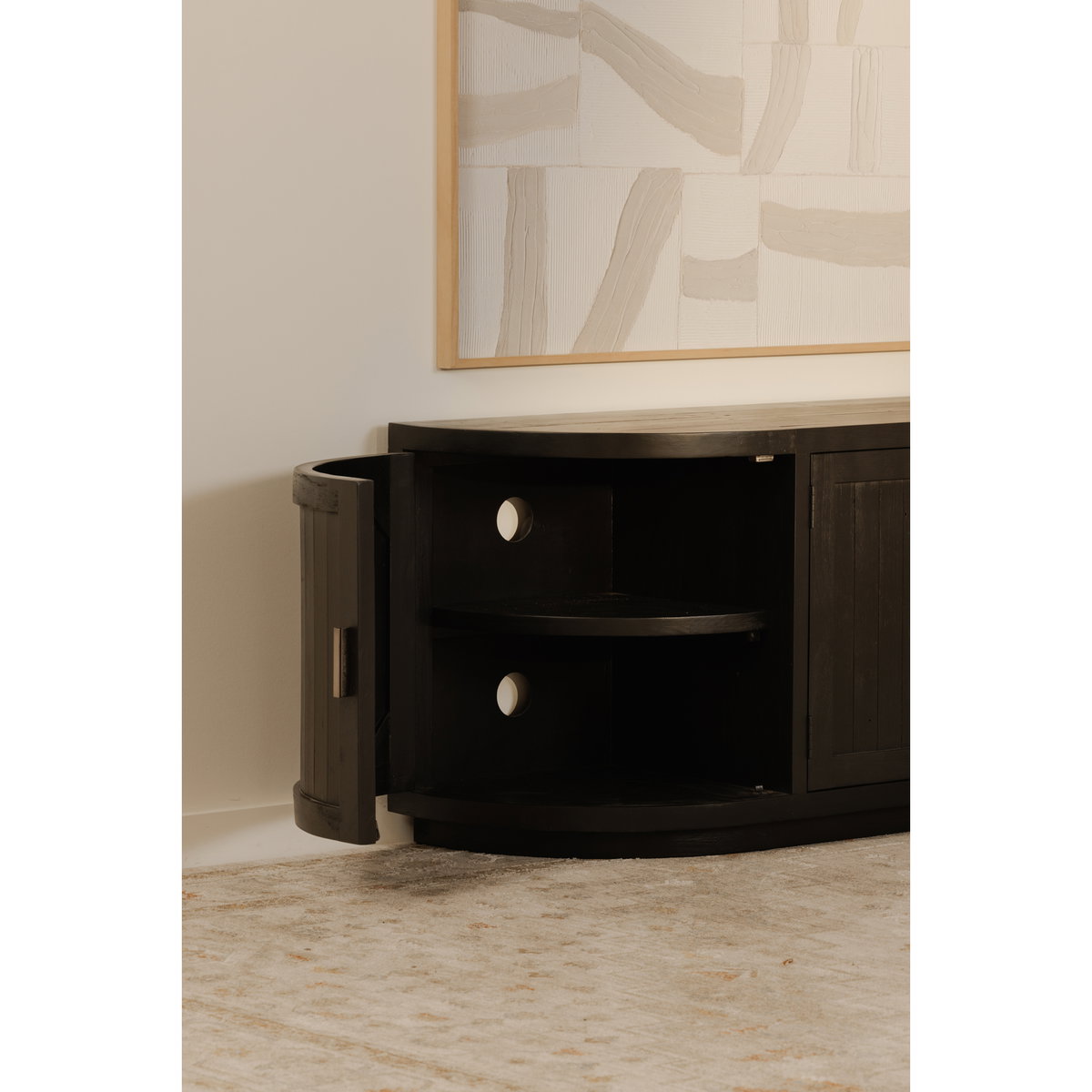 Nicola Media Cabinet Black, Media Console by Moe's Home, 70.9" width x 26" height x 17.7" depth View 12
