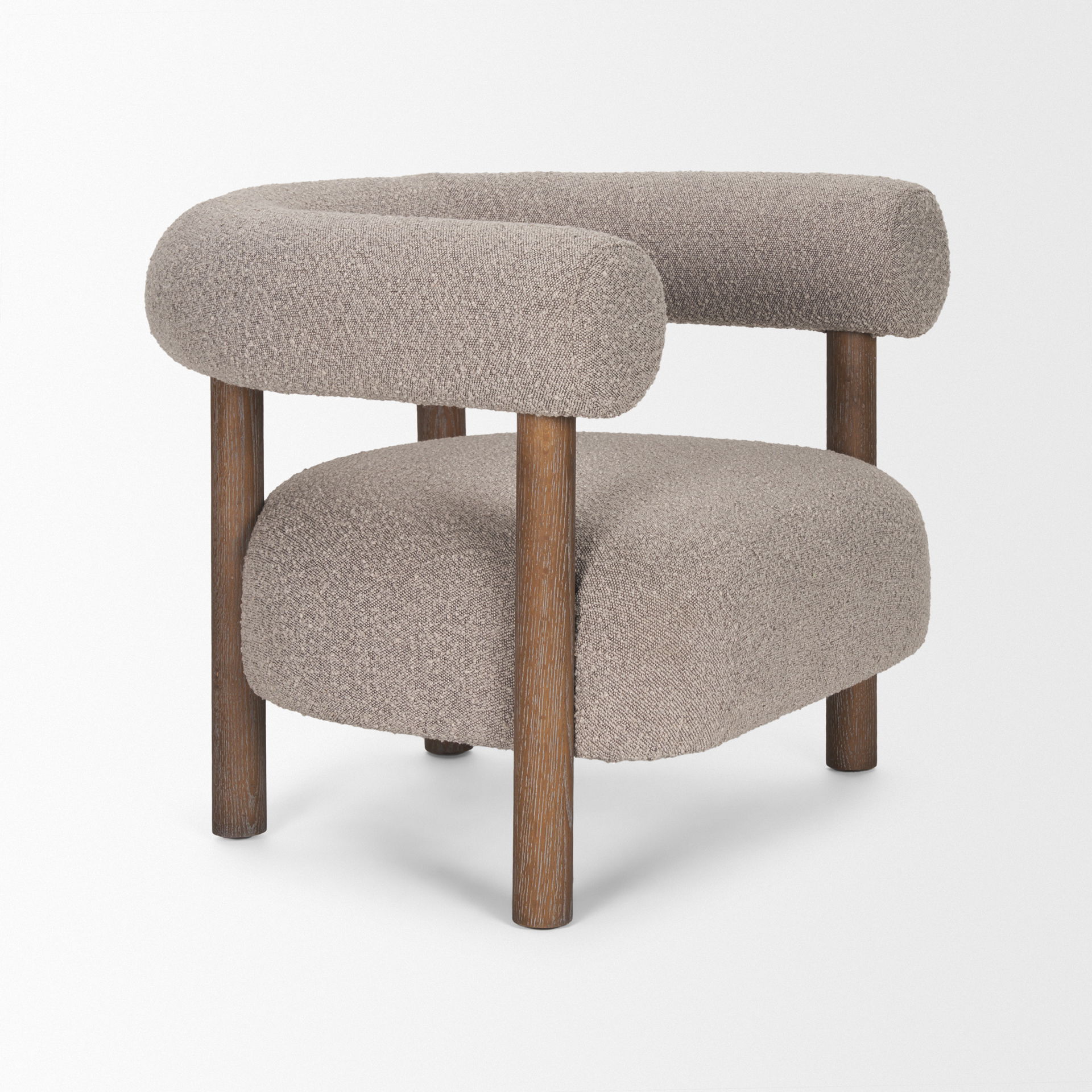 Gianna Open Back Medium Brown Wood with Taupe Boucle Fabric Accent Chair large image 