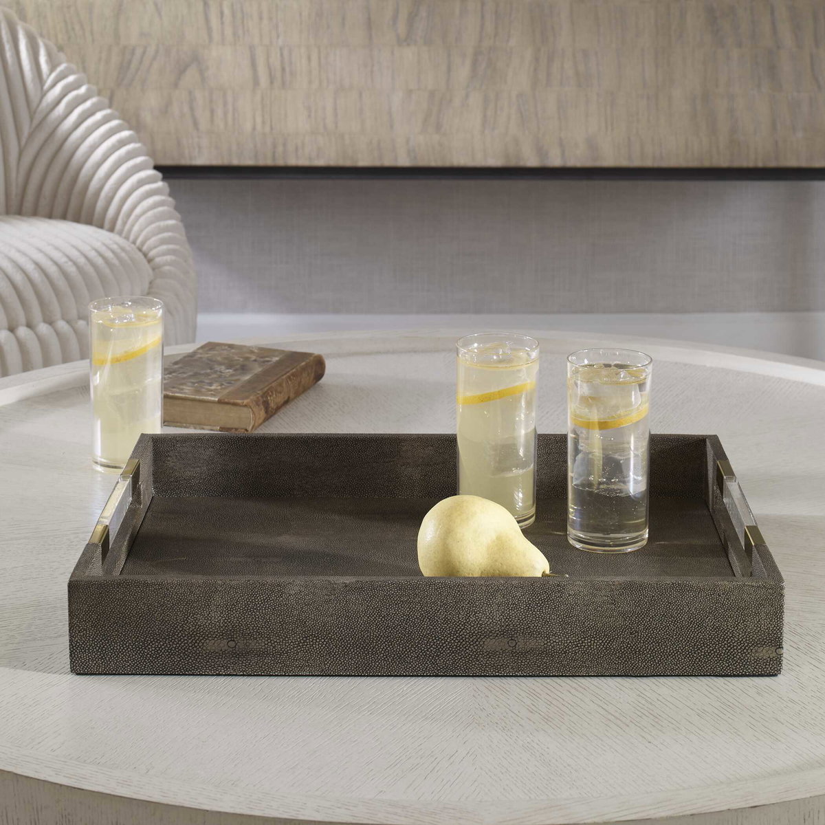 Wessex Gray Tray, Decorative Tray by Uttermost, 19" width x 2.5" height x 14" depth View 3