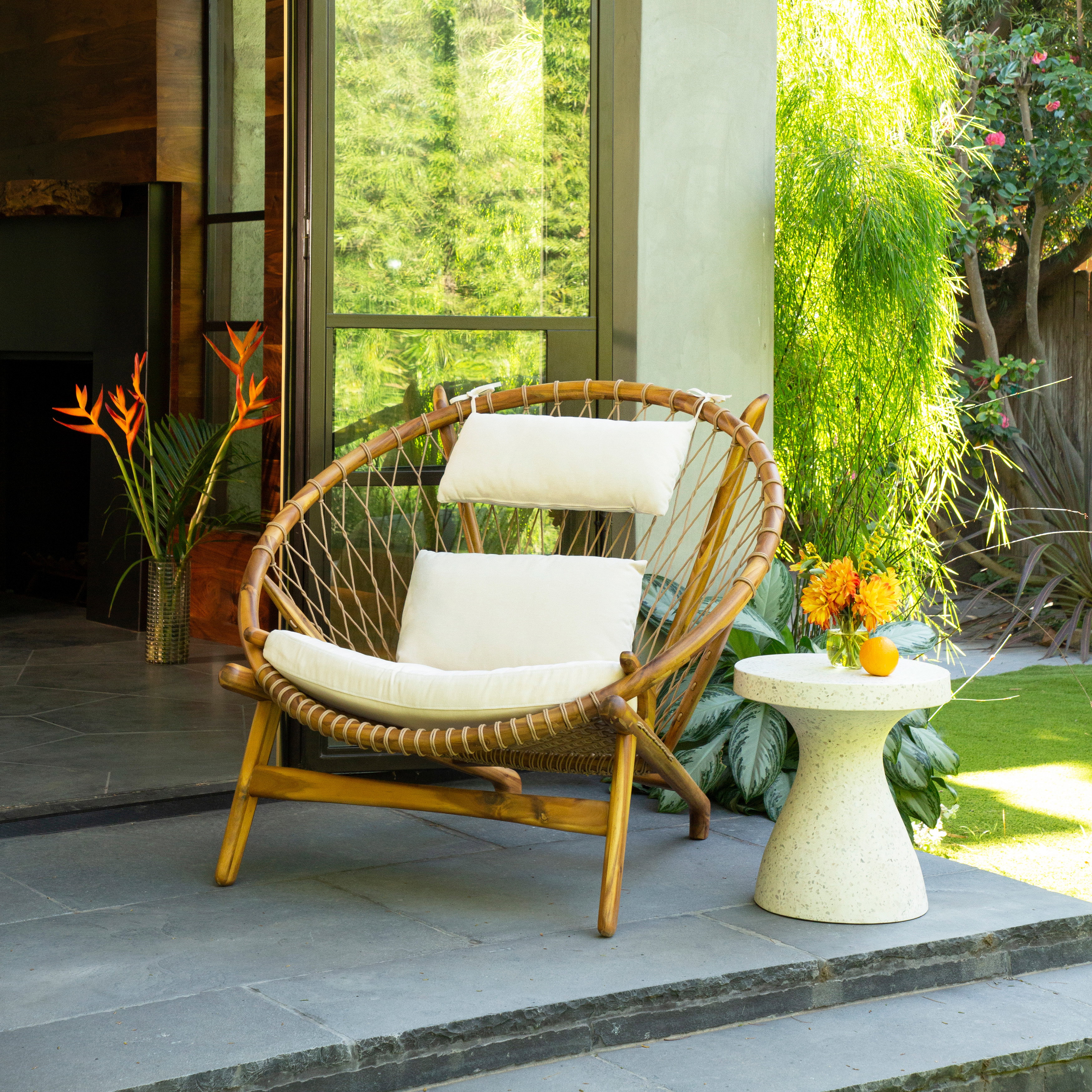 Savitri Outdoor Side Table, Side & End Table by Dovetail, 16" width x 17.5" height x 16" depth View 4