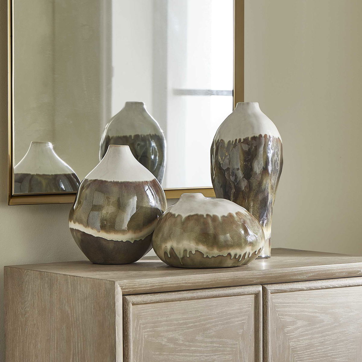 Earthflow Glazed Outdoor Vases Set/3, by Uttermost, 6.29" width x 14.25" height x 6.29" depth View 3