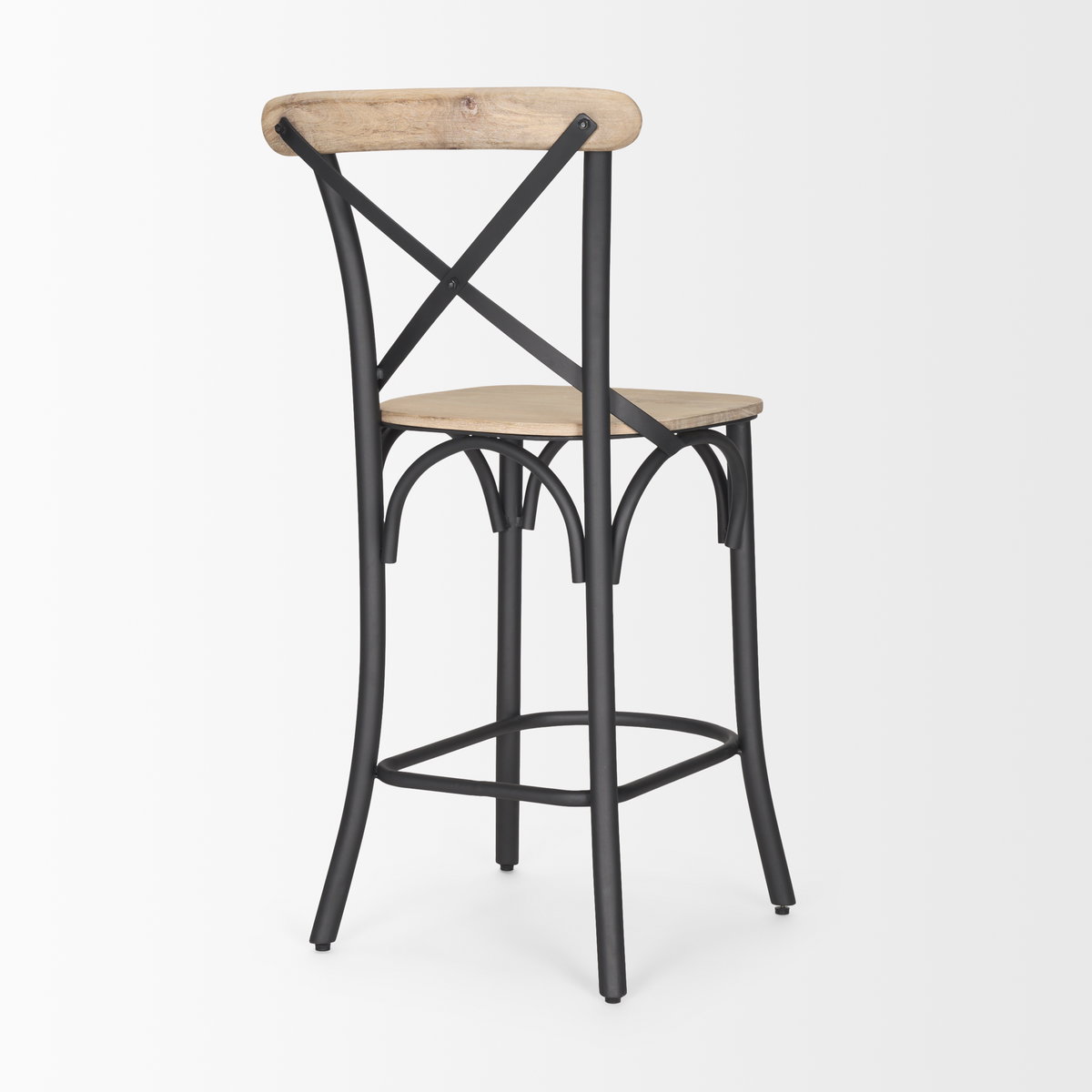 Etienne Light Brown Wood with Iron Metal Counter Stool, Counter & Bar Stool by Mercana, 20.3" length x 22" width x 41.5" height View 7