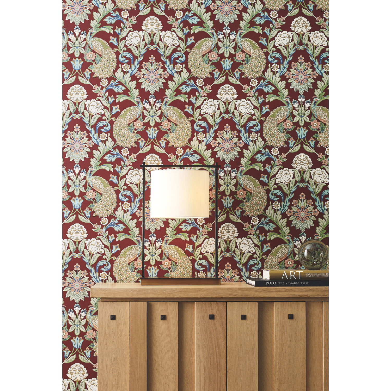 Plume Dynasty Red Metallic Wallpaper large image 
