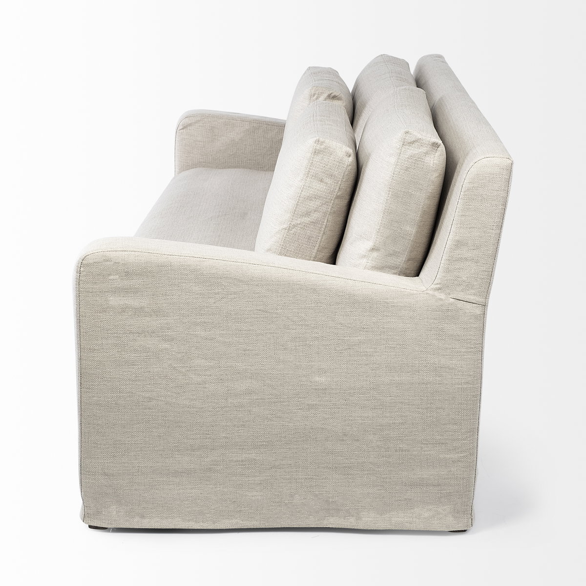 Denly II 92.5W  Beige Slipcover Three Seater Sofa, Sofas & Sectional by Mercana, 92.5" length x 38.25" width x 34.5" height View 8