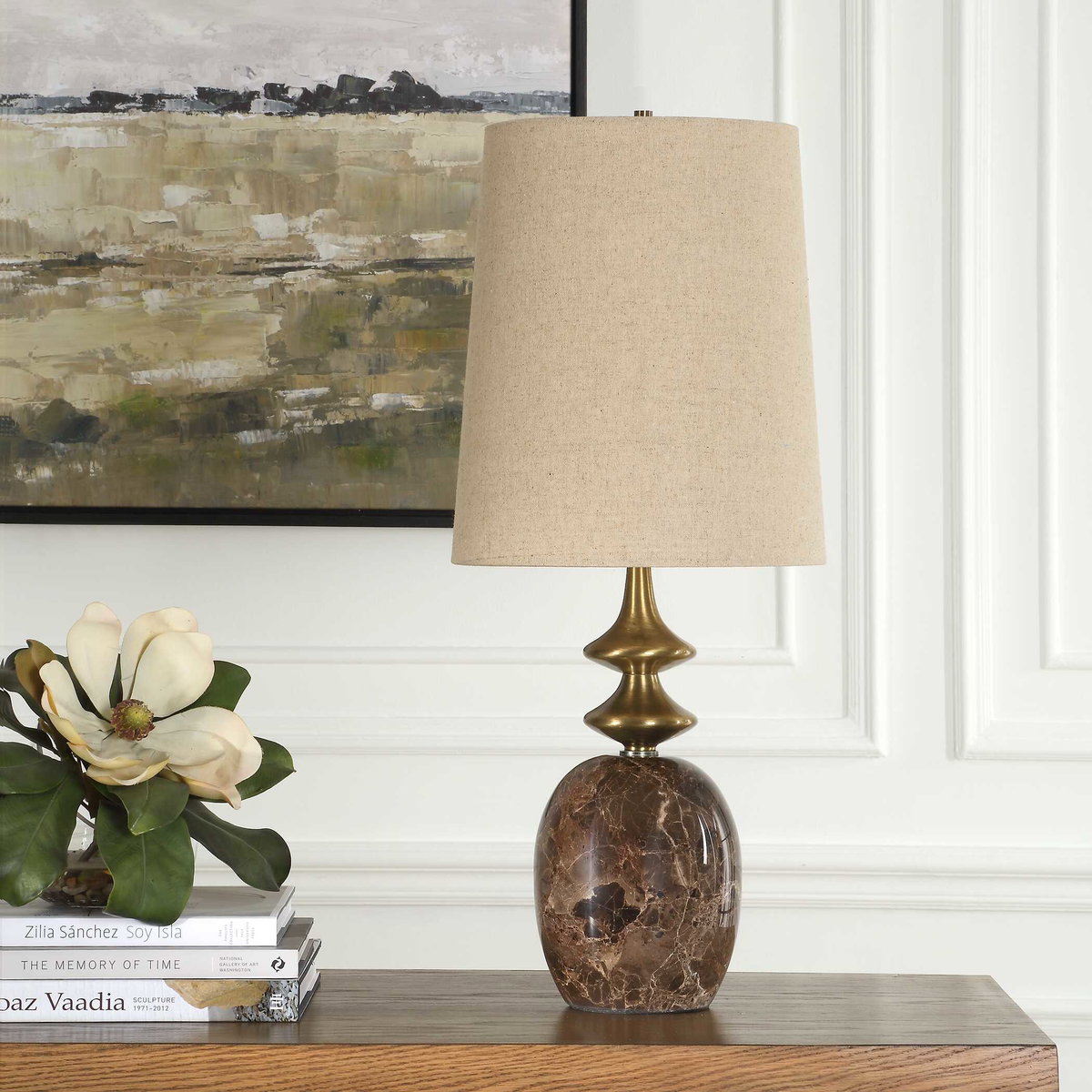 Percy Brown Marble Buffet Lamp, by Uttermost, 6.75" width x 29" height x 12" depth View 4