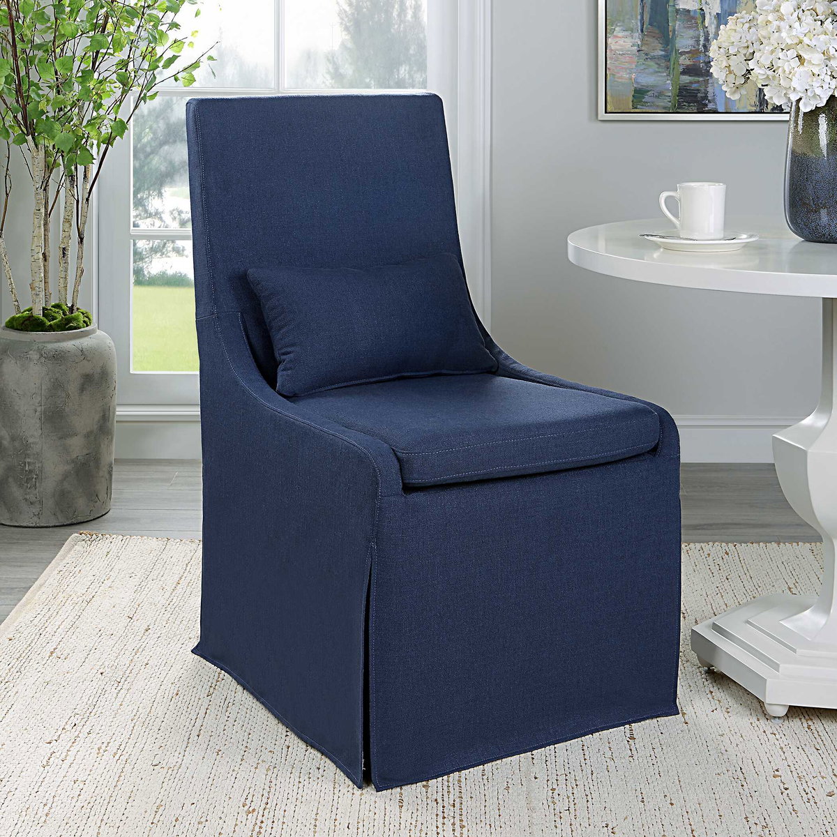 Coley Denim Armless Chair, Accent Chair by Uttermost, 23" width x 39.5" height x 25" depth View 4